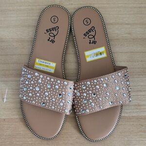 Kid’s Art Class Beige Embellished Sandals - Big Girls’, Size 5